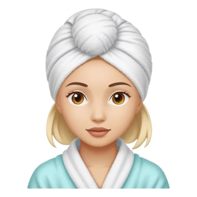 Girl with towel head and spa mask sticker