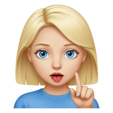  Chica con el dedo índice en la boca mordiéndose la boca ,que la chica sea rubia con ojos azules  sticker