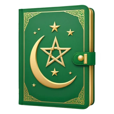 Closed Quran with the Islamic Symbol on it (moon and star) green from left to right sticker