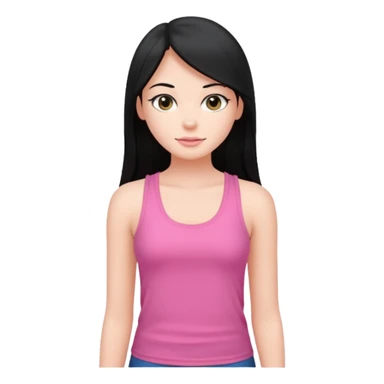 a pretty bratz fair girl with long straight black color hair and pink tank top on sticker