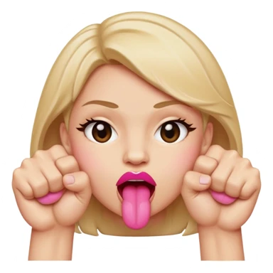 Tongue out face with two fists stacked on top of eachother below the face sticker