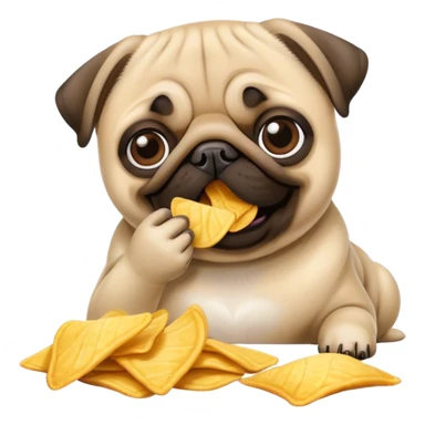 Pug eating chips sticker