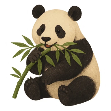 A lovely panda eating bamboo, in the style of the reference image sticker