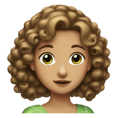 Princess with green eyes and brown wavy hair sticker