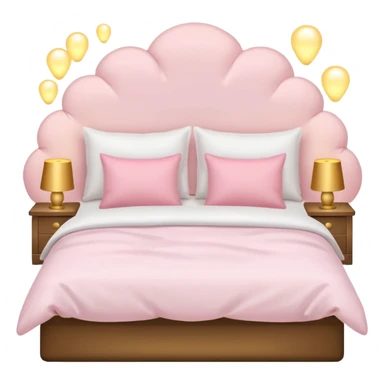 White bed with pastel pink pillows and golden lights sticker