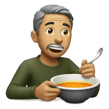 Man eating a bowl of soup passionately  sticker