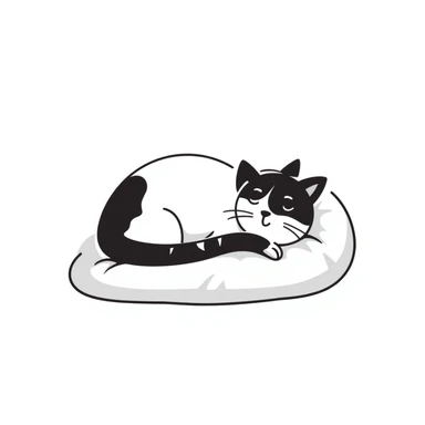A sleepy cat curled up in a ball sticker