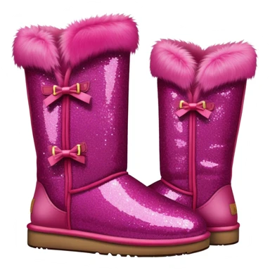 Realistic raspberry glitter and fur Ugg boots. sticker