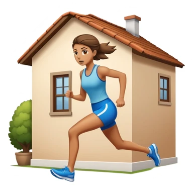 Woman running very fast out of house sticker