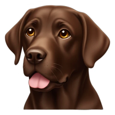 chocolate labrador with white chest sticker