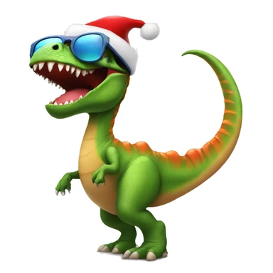 Dancing dinosaur wearing a Santa hat in sunglasses sticker
