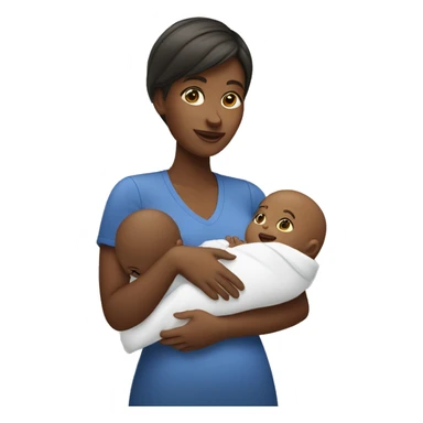 white mom holding little baby sticker