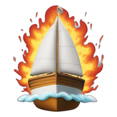 boat with rocket propulsion fire sticker