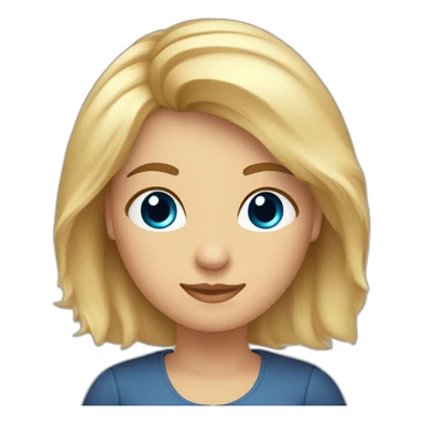 vrouwtje met blond haar tot op de schouders, blauwe ogen, sproetjes op de neus, bruine wenkbrauwen sticker