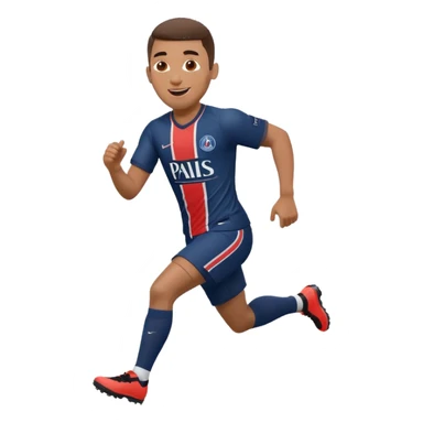 football player inspired by the reference image, PSG jersey, running, happy face sticker