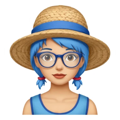 woman glassess, fat venice gondolier with iconic hat and blue hair woman sticker