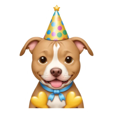 beige pitbull with birthday hat sticker