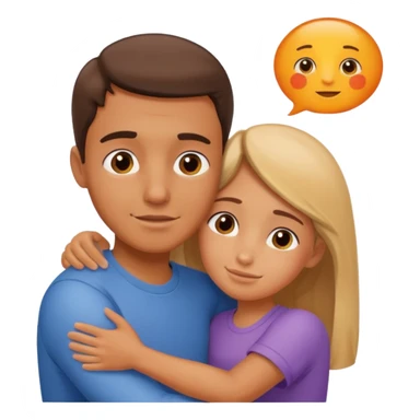 Un homme fait un câlin à sa sœur. Au dessus d’eux il y a le texte ´Gros câlin’ sticker