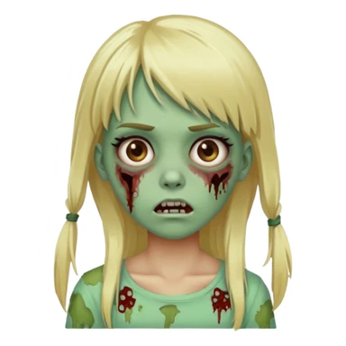 classic zombie girl with long blonde hair and bangs  sticker
