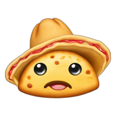 Empanada con ojos manos y pies con un sombrero sticker