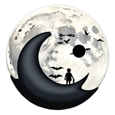  white moon in black sky sticker