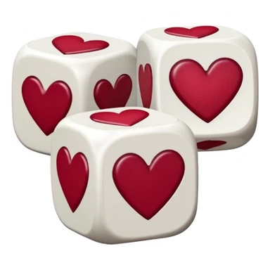 two dices in with burgundy red heart details sticker