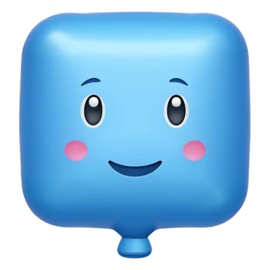 blue square inflatable puffy balloon sticker