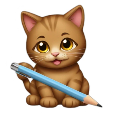 a brown cute kitty with pensil sticker