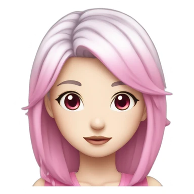 Anime girl character with white skin, pink hair and pink eyes sticker