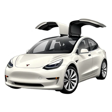 Tesla model 3 white. Icon. In a hurry. No wings  sticker