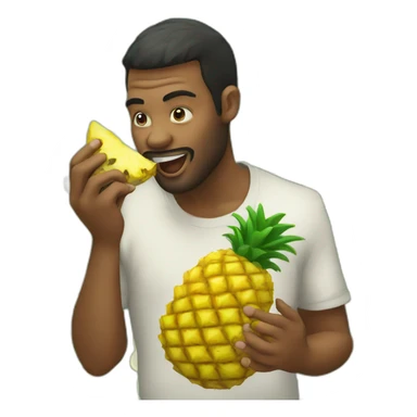 Man eating pineapple with singrasses sticker