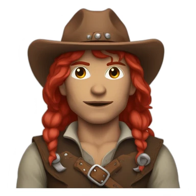 Cowboy half elf half orc with red hair sticker