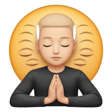 content face typing, eyes closed in a meditative, zen state sticker