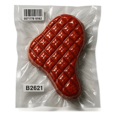 diamond-textured meat steak, shiny and inflated, no background sticker