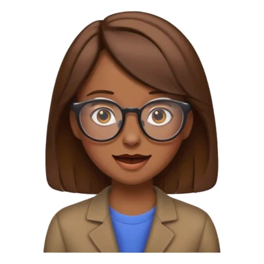 amusing girl with brown hair and glasses, Discord emoji style sticker