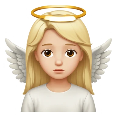 Make an angel 😇 emoji that is a bit sad like bored sticker