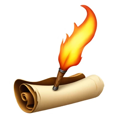 quill that's on fire writing on a scroll sticker