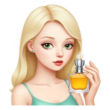 The girl is sniffing perfume sticker