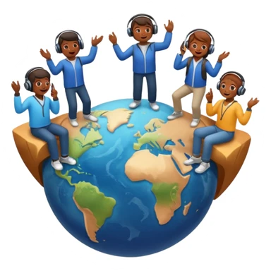 People and music on top of world sticker