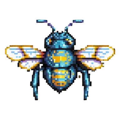 futuristic cyber bee with circuit patterns pixel art sticker