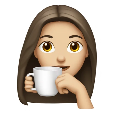 Pretty Pale brunette straight hair drinking coffee sticker