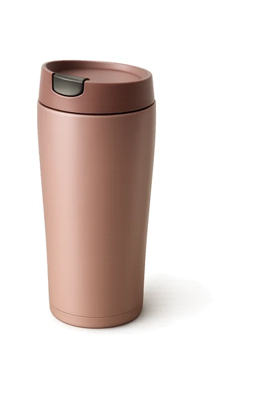 pink travel mug, elegant sticker