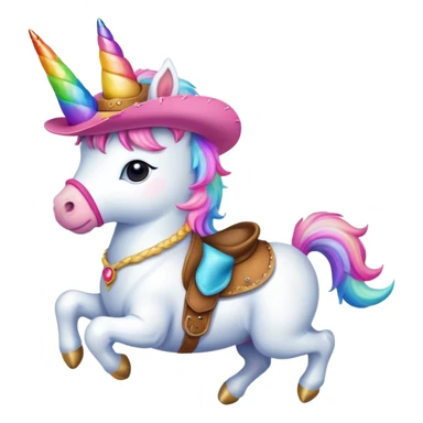 Puppy wearing cowboy hat riding unicorn sticker