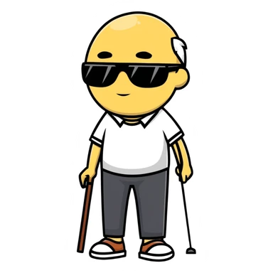 blind man with sunglasses and a walking stick sticker