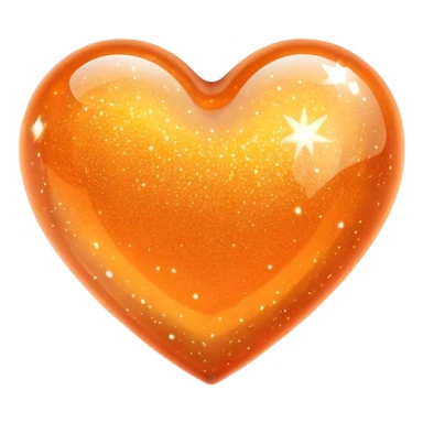 Glitter glass orange heart  sticker