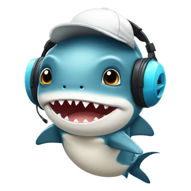 cute shark with a cap and headset sticker
