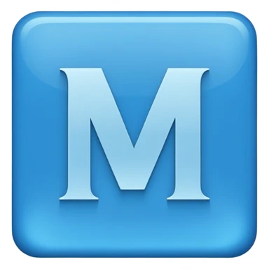 create capital letter "M" INSIDE THE BLUE COLOR SQUARE shape sticker