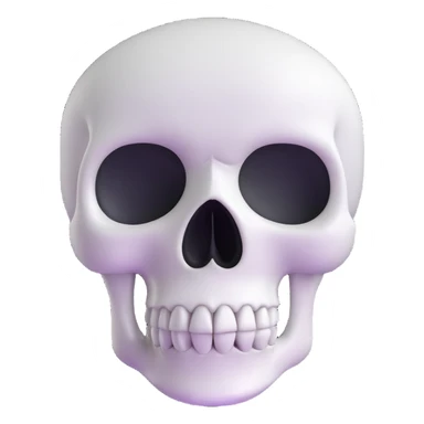 A cute, white-colored skull with soft, rounded features and a friendly expression, looking whimsical not frightening sticker