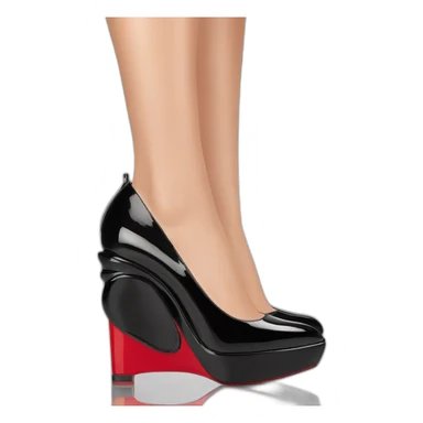 Plume Sling WEDGE heel LOUBOUTIN black PATENT sticker