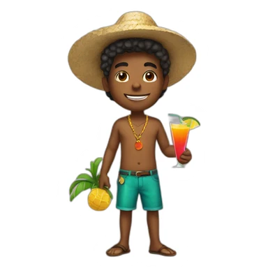 caribian boy with cocktail sticker